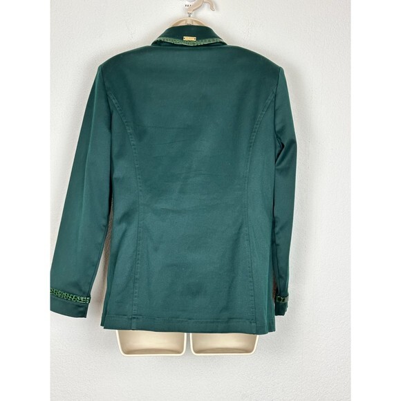 Vintage St‎ John Sport Jacket Green Patent Croc Trim Enameled Green Buttons Sz S - Picture 2 of 10